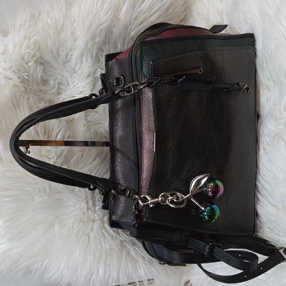 💜🔹️Coach 🔹️Dreamer 36 In Metallic Colorblock Pebble Leather Tote Rare Bag - Picture 6 of 15